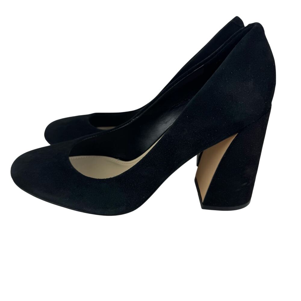 NINE WEST YUNIP 3 LEATHER ALMOND TOE BLOCK HEELS IN BLACK NWOB WOMEN'S SIZE 7M - Picture 7 of 15